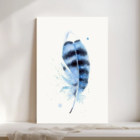 Image of a feather watercolor painting by Shayna Larsen, originals & prints available