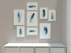 Image of a feather watercolor painting by Shayna Larsen, originals & prints available