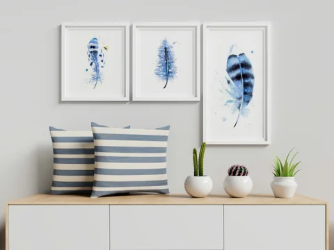 Image of a feather watercolor painting by Shayna Larsen, originals & prints available