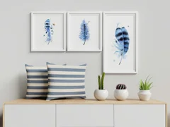 Image of a feather watercolor painting by Shayna Larsen, originals & prints available