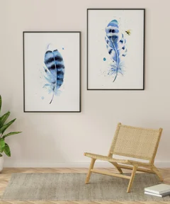 Image of a feather watercolor painting by Shayna Larsen, originals & prints available