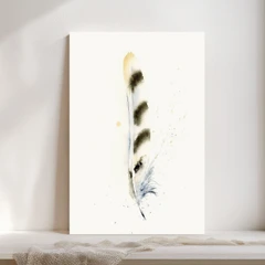 Image of a feather watercolor painting by Shayna Larsen, originals & prints available