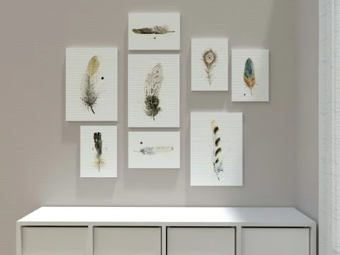 Image of a feather watercolor painting by Shayna Larsen, originals & prints available