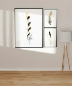Image of a feather watercolor painting by Shayna Larsen, originals & prints available