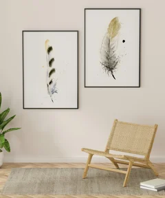 Image of a feather watercolor painting by Shayna Larsen, originals & prints available
