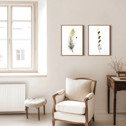 Image of a feather watercolor painting by Shayna Larsen, originals & prints available