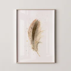 Image of a feather watercolor painting by Shayna Larsen, originals & prints available