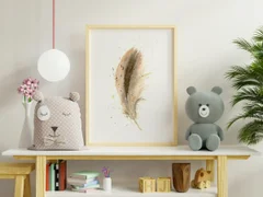 Image of a feather watercolor painting by Shayna Larsen, originals & prints available