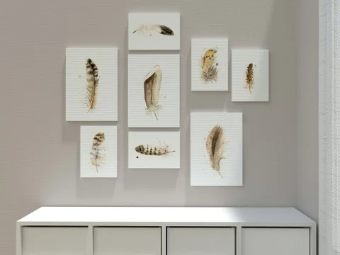 Image of a feather watercolor painting by Shayna Larsen, originals & prints available