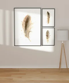 Image of a feather watercolor painting by Shayna Larsen, originals & prints available