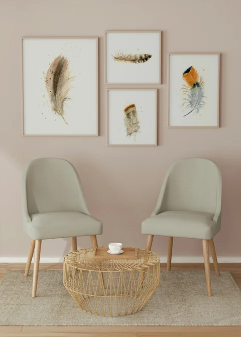 Image of a feather watercolor painting by Shayna Larsen, originals & prints available