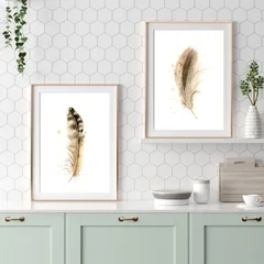 Image of a feather watercolor painting by Shayna Larsen, originals & prints available