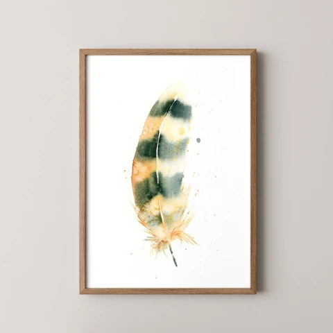 Image of a feather watercolor painting by Shayna Larsen, originals & prints available