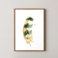 Image of a feather watercolor painting by Shayna Larsen, originals & prints available
