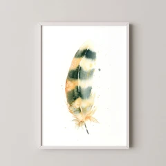 Image of a feather watercolor painting by Shayna Larsen, originals & prints available