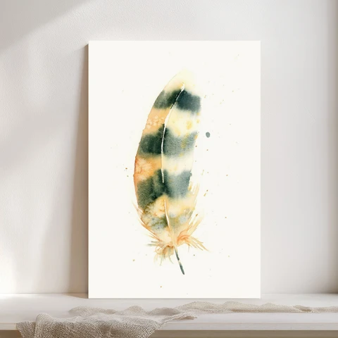 Image of a feather watercolor painting by Shayna Larsen, originals & prints available