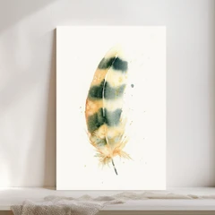 Image of a feather watercolor painting by Shayna Larsen, originals & prints available