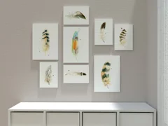 Image of a feather watercolor painting by Shayna Larsen, originals & prints available