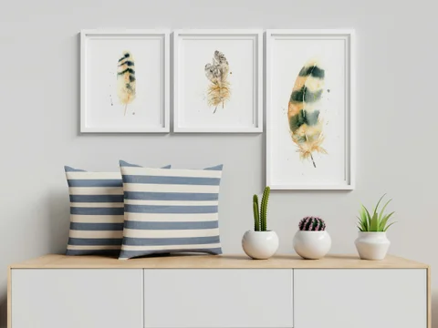 Image of a feather watercolor painting by Shayna Larsen, originals & prints available