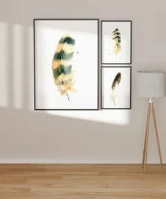 Image of a feather watercolor painting by Shayna Larsen, originals & prints available