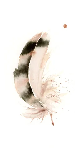 Image of a feather watercolor painting by Shayna Larsen, originals & prints available