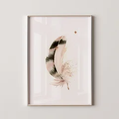 Image of a feather watercolor painting by Shayna Larsen, originals & prints available