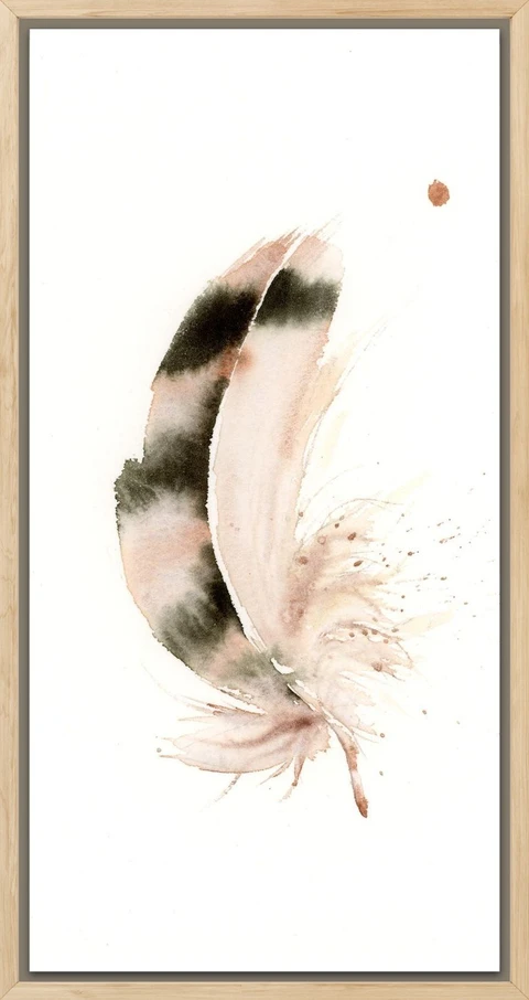 Image of a feather watercolor painting by Shayna Larsen, originals & prints available
