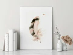 Image of a feather watercolor painting by Shayna Larsen, originals & prints available