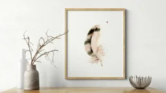 Image of a feather watercolor painting by Shayna Larsen, originals & prints available