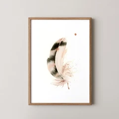 Image of a feather watercolor painting by Shayna Larsen, originals & prints available
