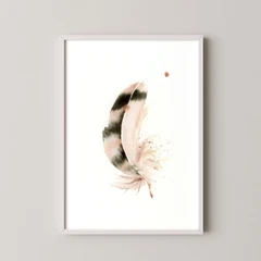 Image of a feather watercolor painting by Shayna Larsen, originals & prints available