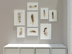 Image of a feather watercolor painting by Shayna Larsen, originals & prints available