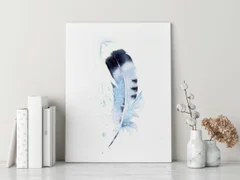 Image of a feather watercolor painting by Shayna Larsen, originals & prints available