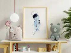 Image of a feather watercolor painting by Shayna Larsen, originals & prints available