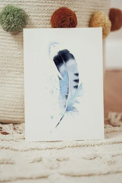 Image of a feather watercolor painting by Shayna Larsen, originals & prints available