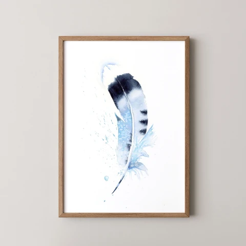 Image of a feather watercolor painting by Shayna Larsen, originals & prints available