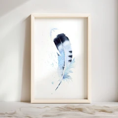 Image of a feather watercolor painting by Shayna Larsen, originals & prints available