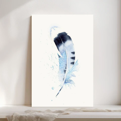Image of a feather watercolor painting by Shayna Larsen, originals & prints available