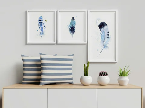 Image of a feather watercolor painting by Shayna Larsen, originals & prints available