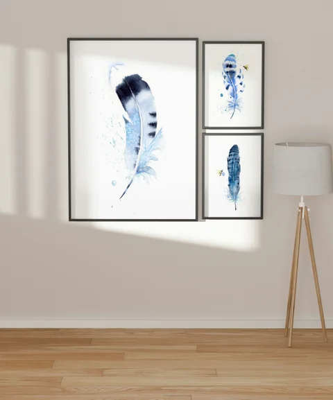 Image of a feather watercolor painting by Shayna Larsen, originals & prints available