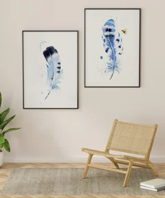 Image of a feather watercolor painting by Shayna Larsen, originals & prints available