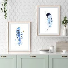 Image of a feather watercolor painting by Shayna Larsen, originals & prints available