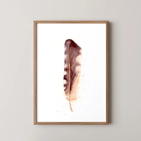 Image of a feather watercolor painting by Shayna Larsen, originals & prints available