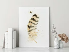 Image of a feather watercolor painting by Shayna Larsen, originals & prints available