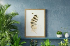 Image of a feather watercolor painting by Shayna Larsen, originals & prints available
