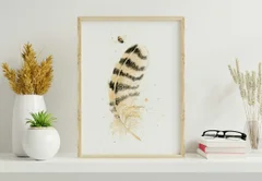 Image of a feather watercolor painting by Shayna Larsen, originals & prints available