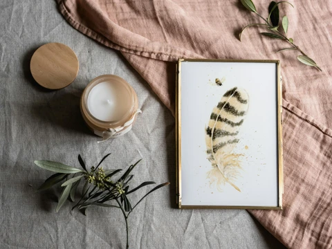 Image of a feather watercolor painting by Shayna Larsen, originals & prints available