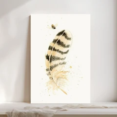 Image of a feather watercolor painting by Shayna Larsen, originals & prints available