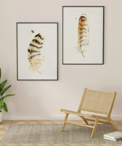 Image of a feather watercolor painting by Shayna Larsen, originals & prints available