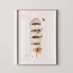 Image of a feather watercolor painting by Shayna Larsen, originals & prints available